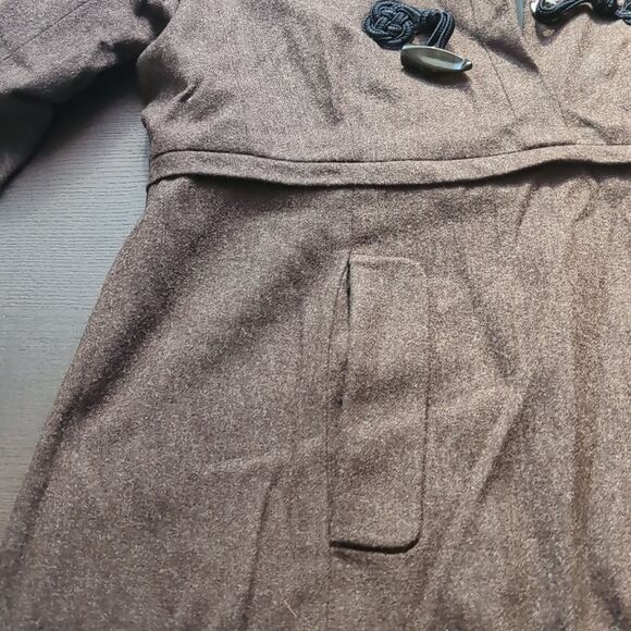 Marc Jacobs Brown Wool A Line Dress  Coat with Black Accents Pockets  L - Picture 5 of 14